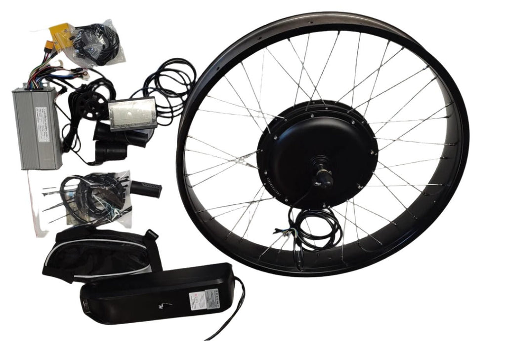 electric bicycle wheel with battery FATWHEEL EBIKE KIT (Front or Rear Wheel) 26' x 4.0 / 26x2.0 – Seagull Powered